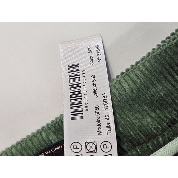 Massimo Dutti 10 Wide Leg Corduroy Trousers Pants Slacks Green High Rise‎ EUC - Picture 13 of 14